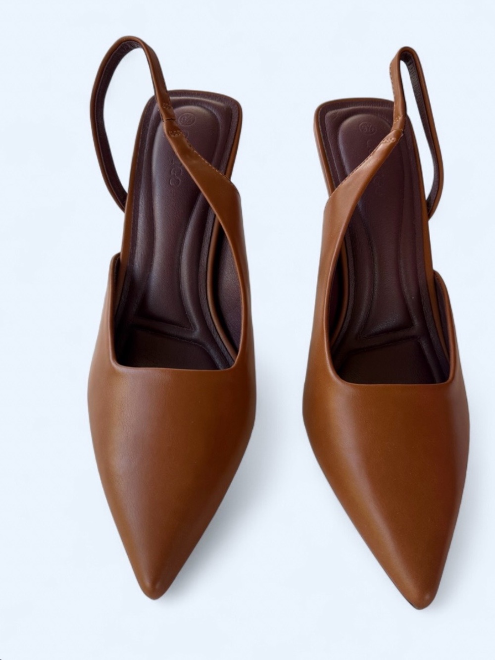 New COUTGO Women's Pointed Toe Slingback Flats in Brown size 9.5